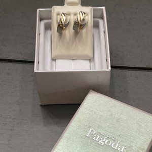 Men's sterling two tone earrings, new in box!